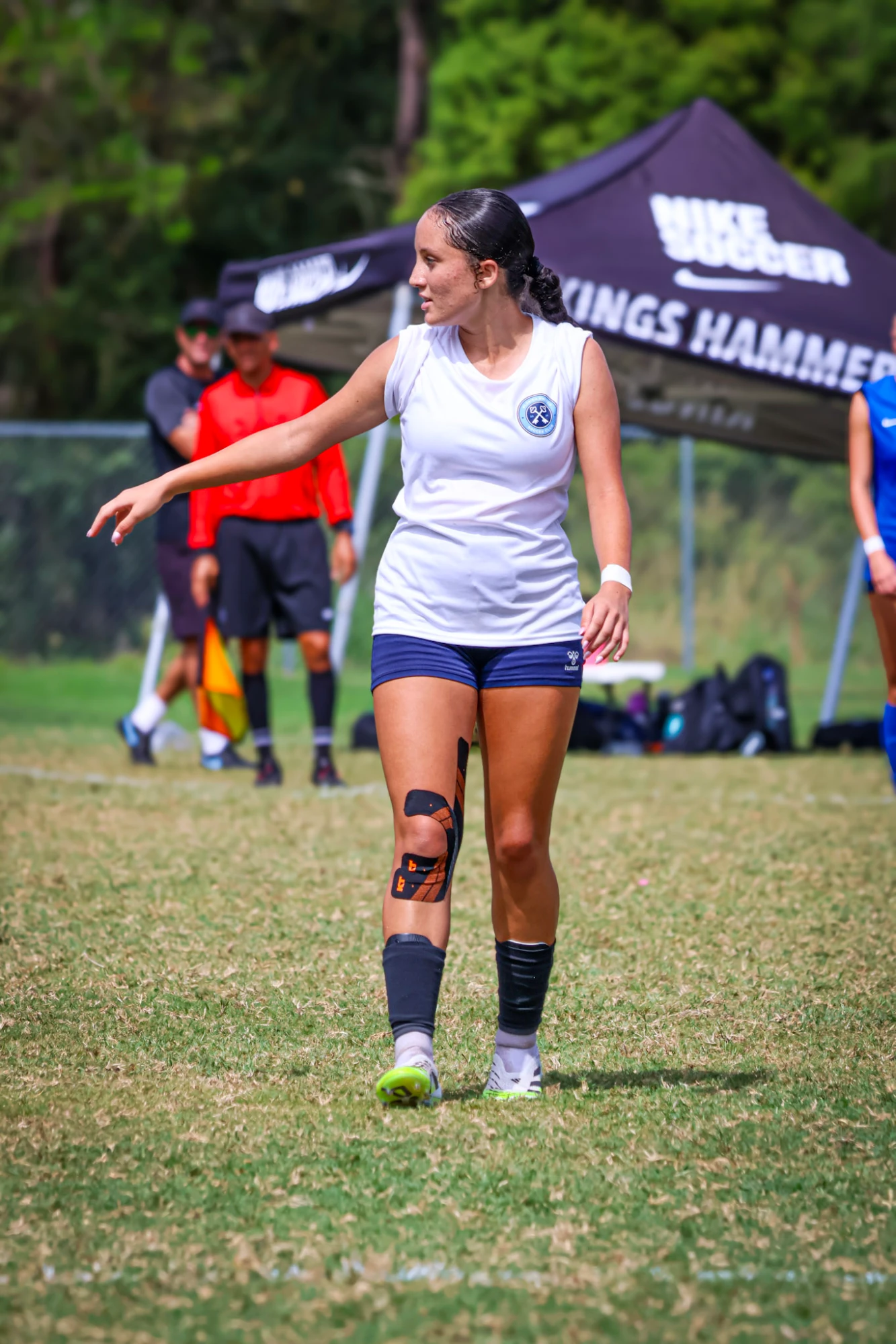 Player directing teammates on the field